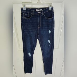 Levis High Rise Super Skinny Girls Distressed Denim Blue Jeans Size 16